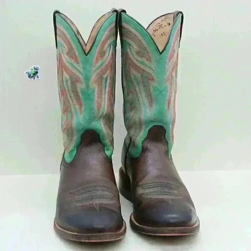 Twisted X Women’s Brown and Green Leather Western Boots Size US 8.5 B - Picture 5 of 11